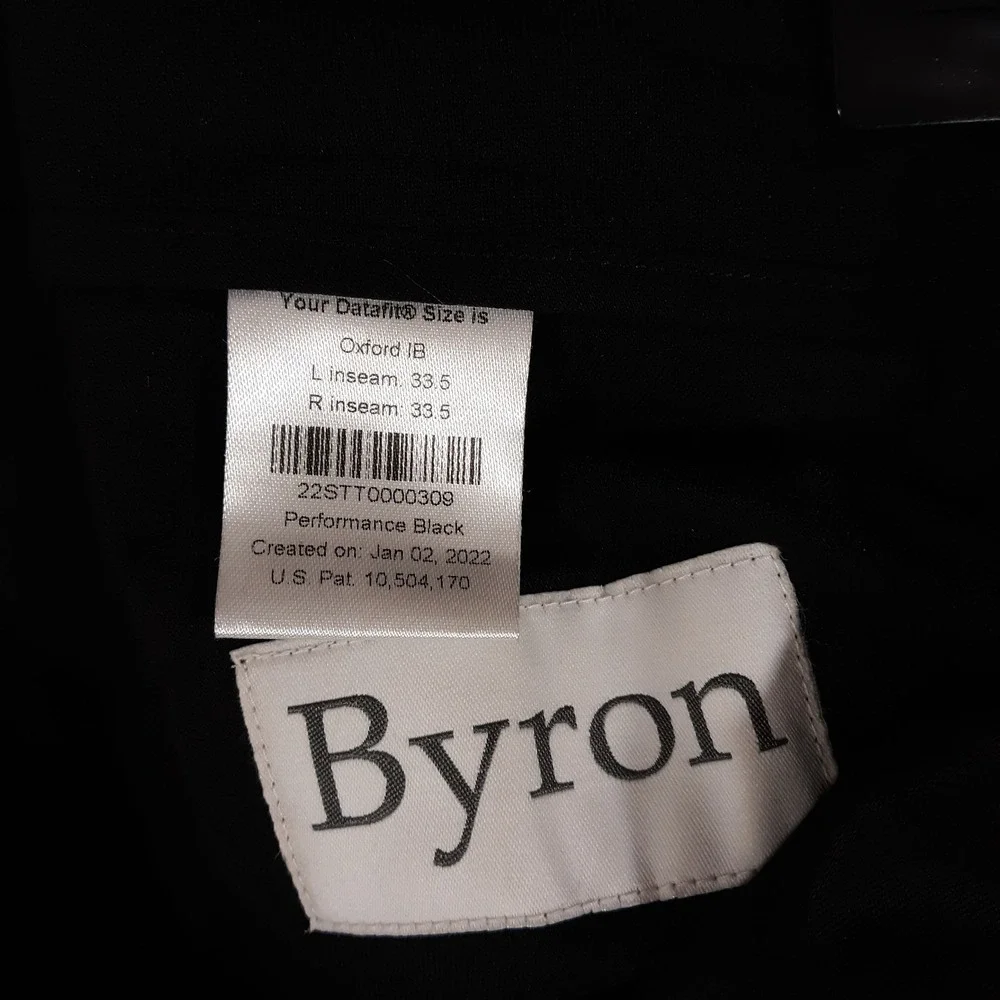 Byron British Style Dress Pants Mens 36 x 32 Black Performance Polyester